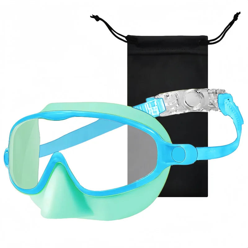 Nose Cover Silicone Swim Goggles Wide View Diving Glasses Anti-Fog UV400 No Leak Pool Swimming Eyewear for Kids Toddlers 3-12