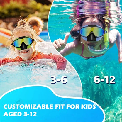 Nose Cover Silicone Swim Goggles Wide View Diving Glasses Anti-Fog UV400 No Leak Pool Swimming Eyewear for Kids Toddlers 3-12