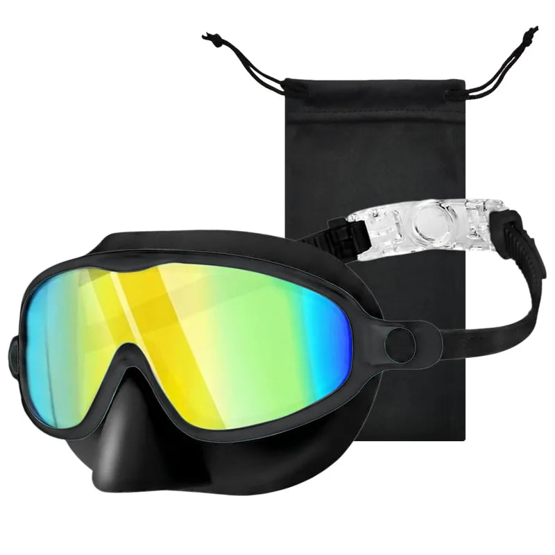 Nose Cover Silicone Swim Goggles Wide View Diving Glasses Anti-Fog UV400 No Leak Pool Swimming Eyewear for Kids Toddlers 3-12