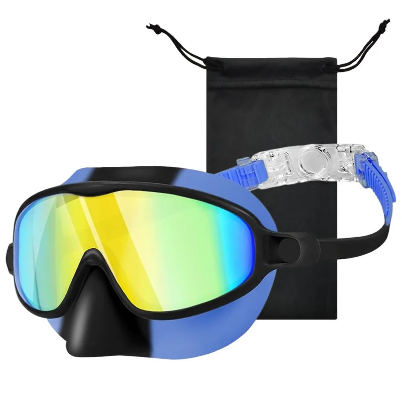 Nose Cover Silicone Swim Goggles Wide View Diving Glasses Anti-Fog UV400 No Leak Pool Swimming Eyewear for Kids Toddlers 3-12