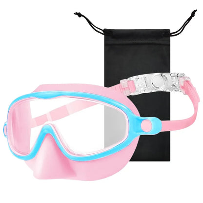 Nose Cover Silicone Swim Goggles Wide View Diving Glasses Anti-Fog UV400 No Leak Pool Swimming Eyewear for Kids Toddlers 3-12