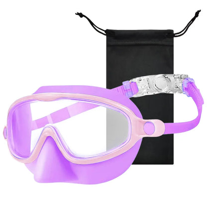 Nose Cover Silicone Swim Goggles Wide View Diving Glasses Anti-Fog UV400 No Leak Pool Swimming Eyewear for Kids Toddlers 3-12